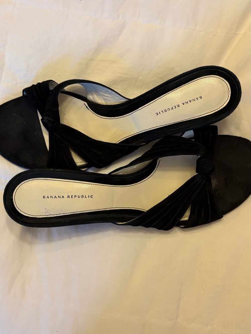 Banana Republic Black Suede Knotted Slide Mules
